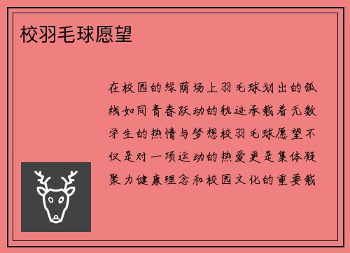 校羽毛球愿望
